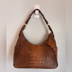 Brahmin Brown Toffee Crocodile-Embossed Shoulder Bag